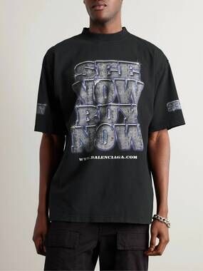NEW BALENCIAGA oversized see now buy now inside out t-shirt in faded black